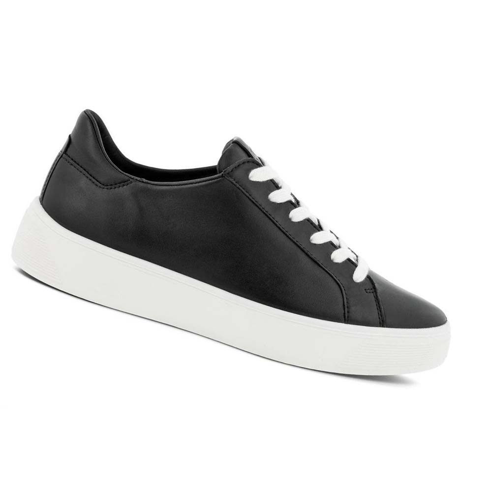 Women\'s Ecco Street Tray Sneakers Black | Canada 260DFM